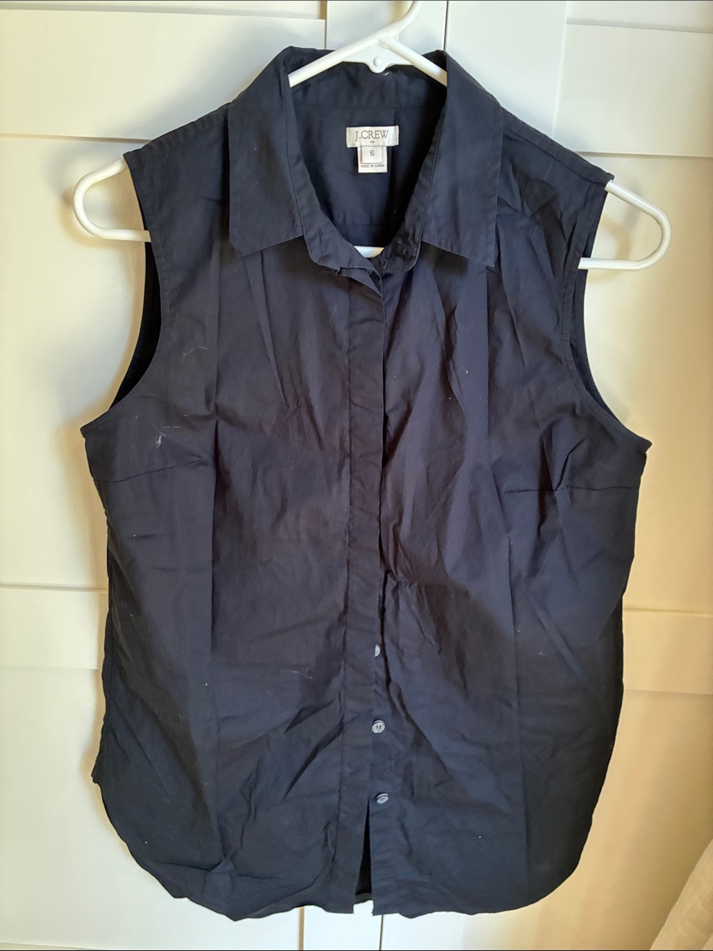 J. Crew Sleeveless Button-Down Shirt - Black